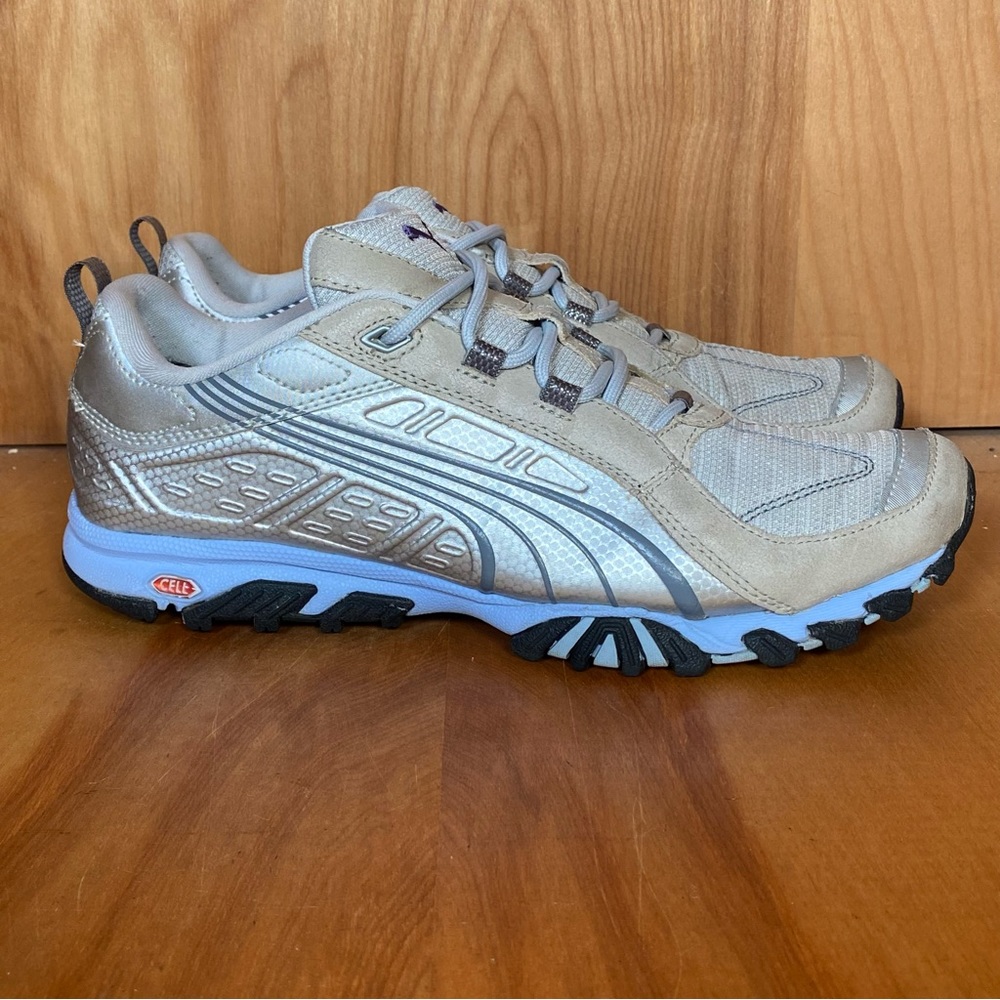 Womens 8.5 Puma Cell Volt Athletic Shoes Silver Tan SEF0936